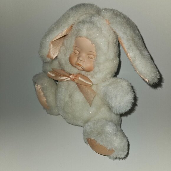 VTG Cape Craftsmen White Bunny Rabbit Plush Vinyl Face Wind-Up NOT WORKING Read - Picture 5 of 16